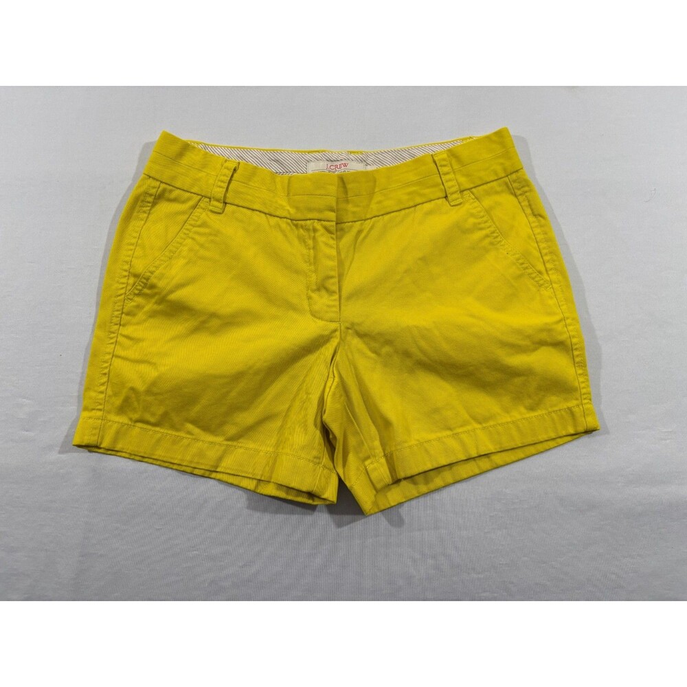 J. Crew Chino Broken In Shorts Womens Yellow 4.5" Cotton Casual Preppy Sz 4 - Picture 2 of 10